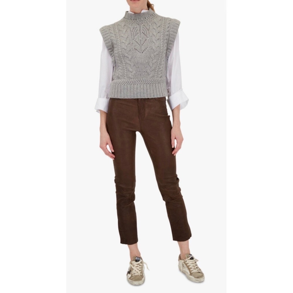 Veronica Beard Pinkett Gray Mélange Pointelle Mock‎ Neck Sweater Vest Womens L